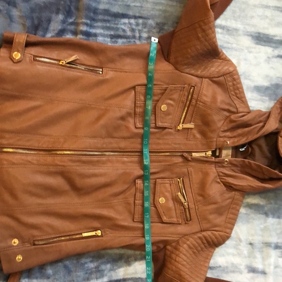NEVER WORN MICHAEL KORS 💯 HOODED LEATHER JACKET - Picture 6 of 10